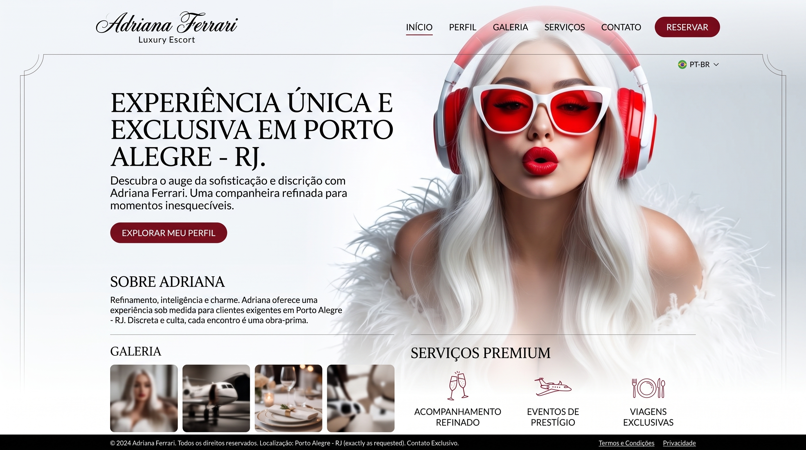 Exemplo de site pessoal exclusivo para acompanhante